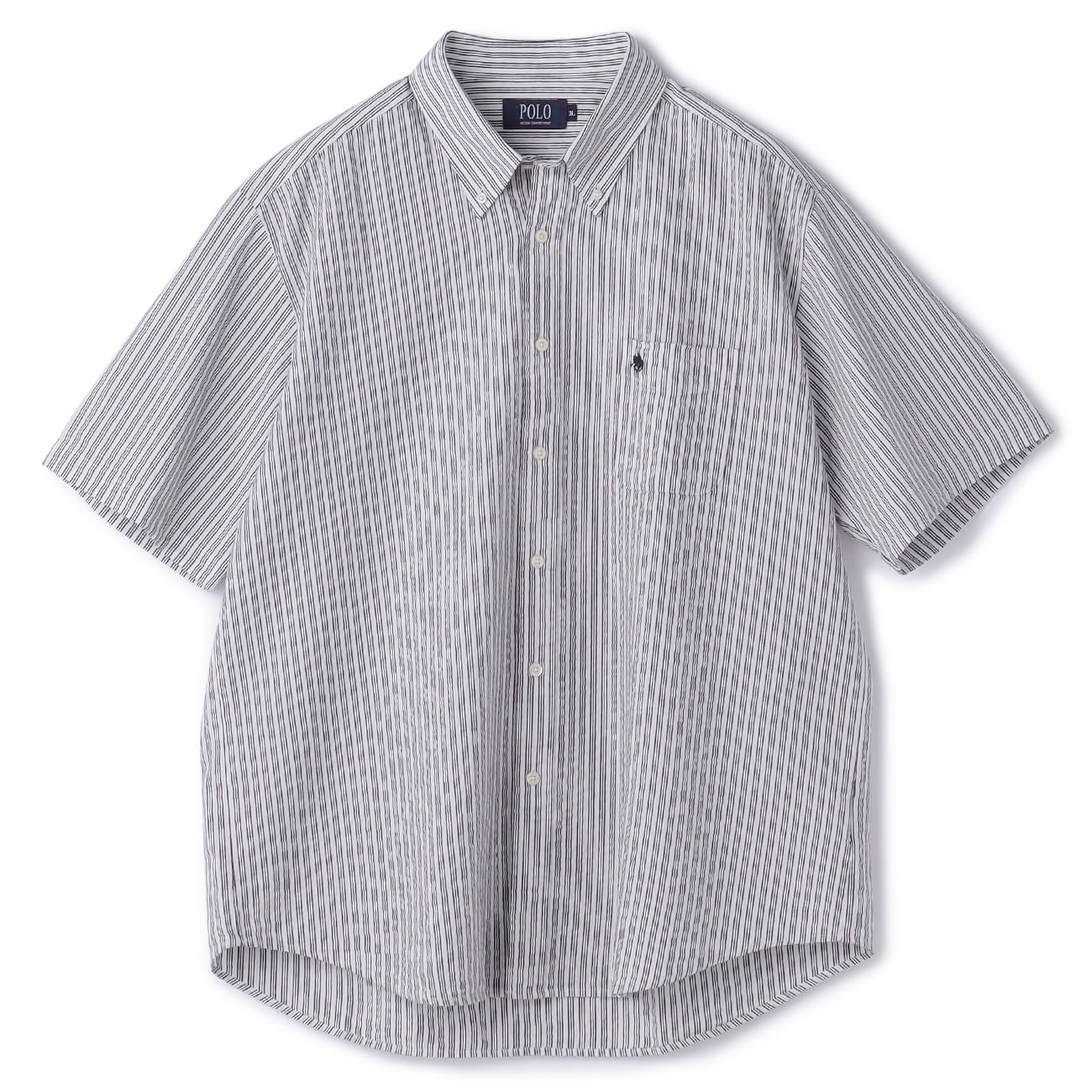 SizeMAX】POLO 綿100% シアサッカーストライプ半袖ボタンダウン