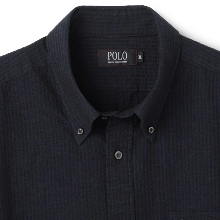 SizeMAX】POLO BCS 綿100% シアサッカー ボタンダウンシャツ【AOKI