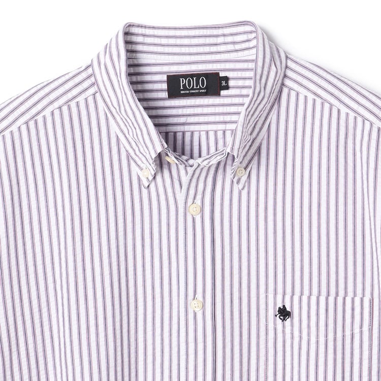 【SizeMAX】POLO シアサッカストライプボタンダウンシャツ