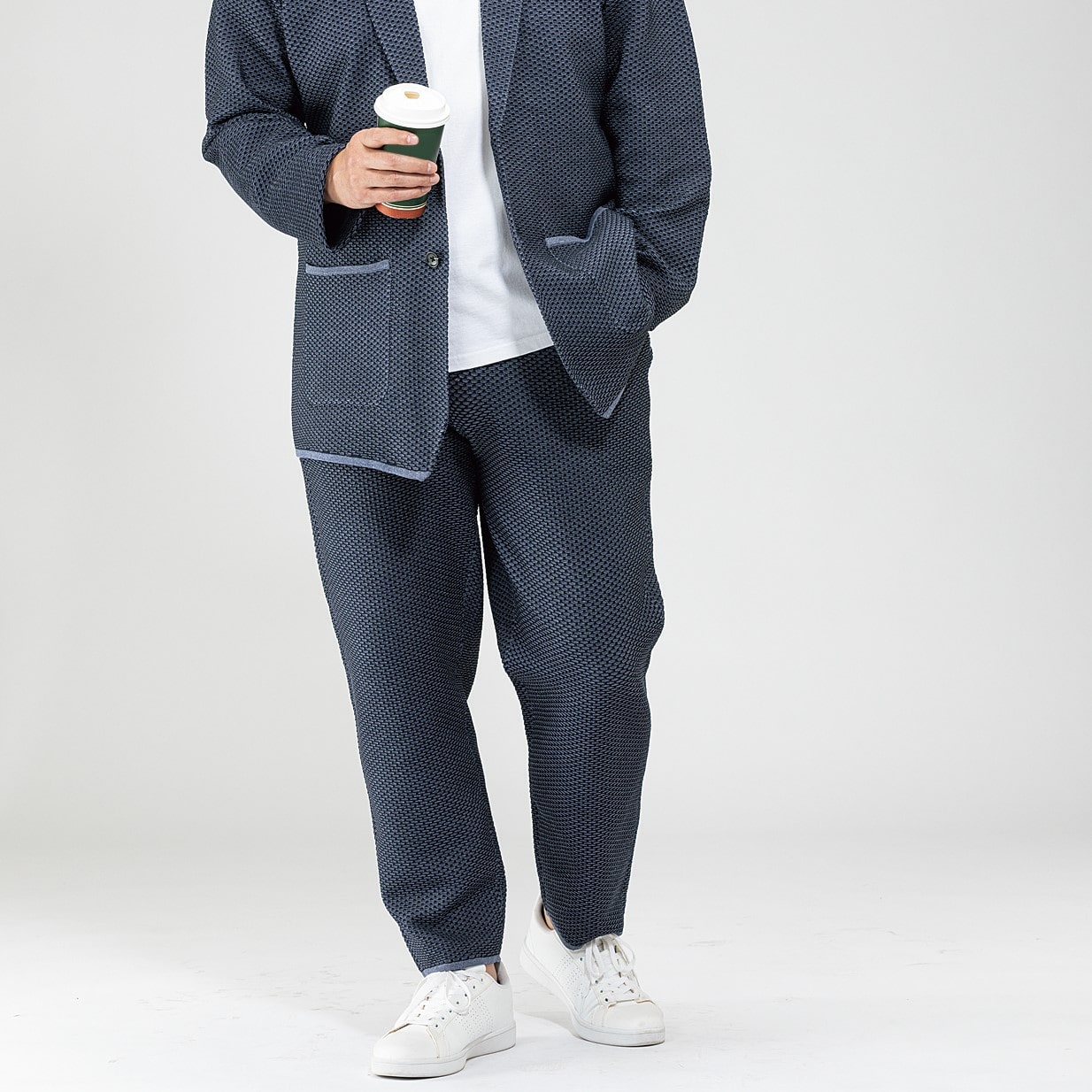 【SizeMAX】【パジャマスーツ】裾上げ済 ニット素材パンツ セットアップ着用可