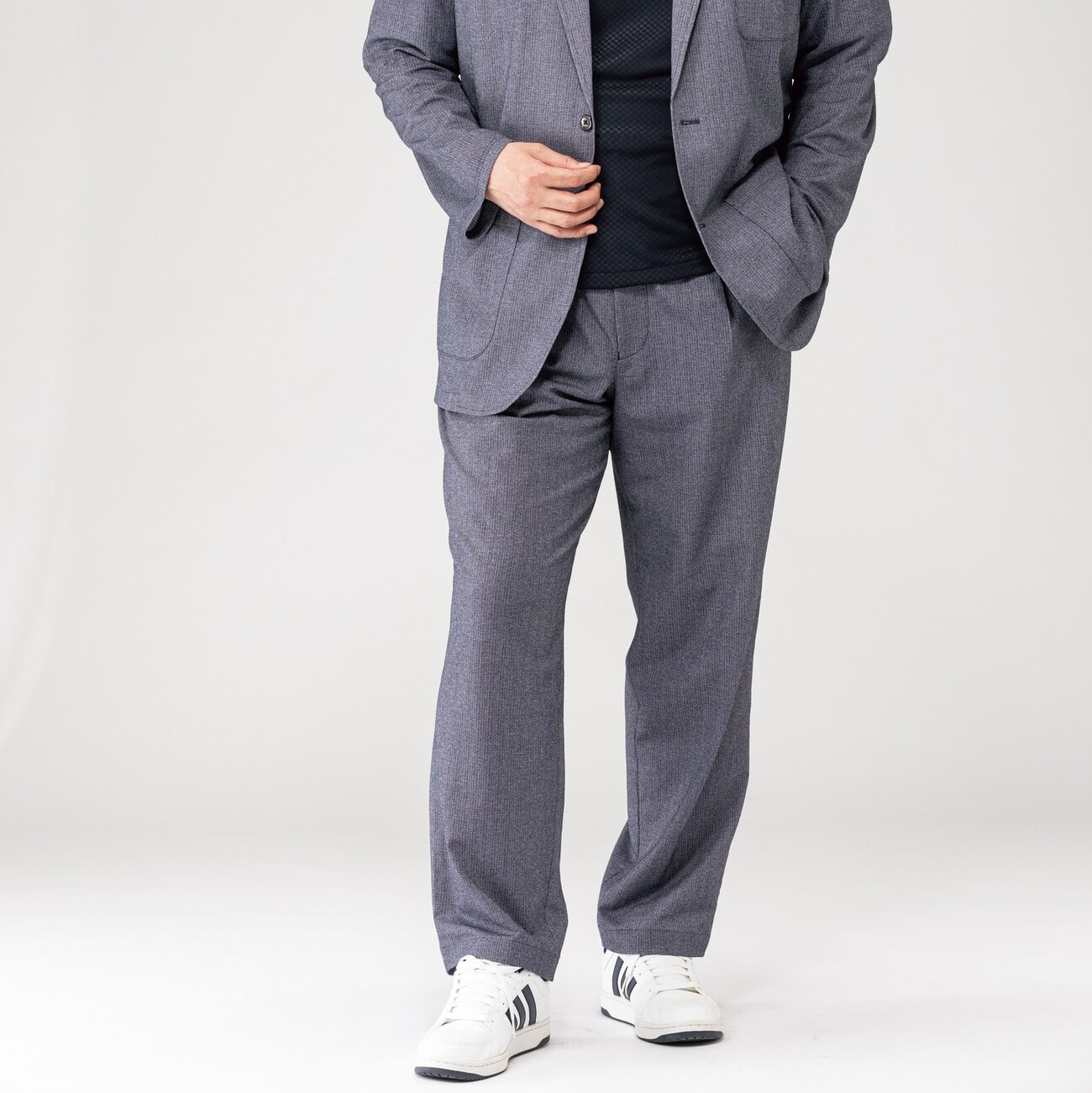【SizeMAX】【パジャマスーツ】裾上げ済 エアクール プリントメッシュパンツ 織柄 セットアップ着用可