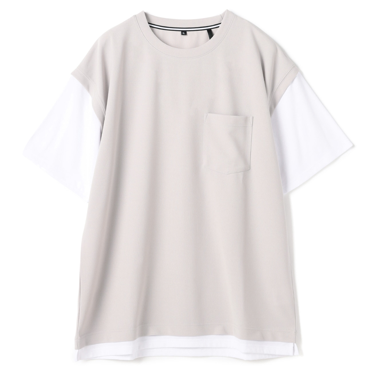 【SizeMAX】吸水速乾 ジョーゼットフェイクベストTシャツ