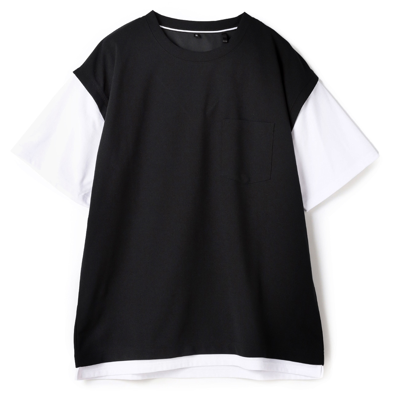 【SizeMAX】吸水速乾 ジョーゼットフェイクベストTシャツ