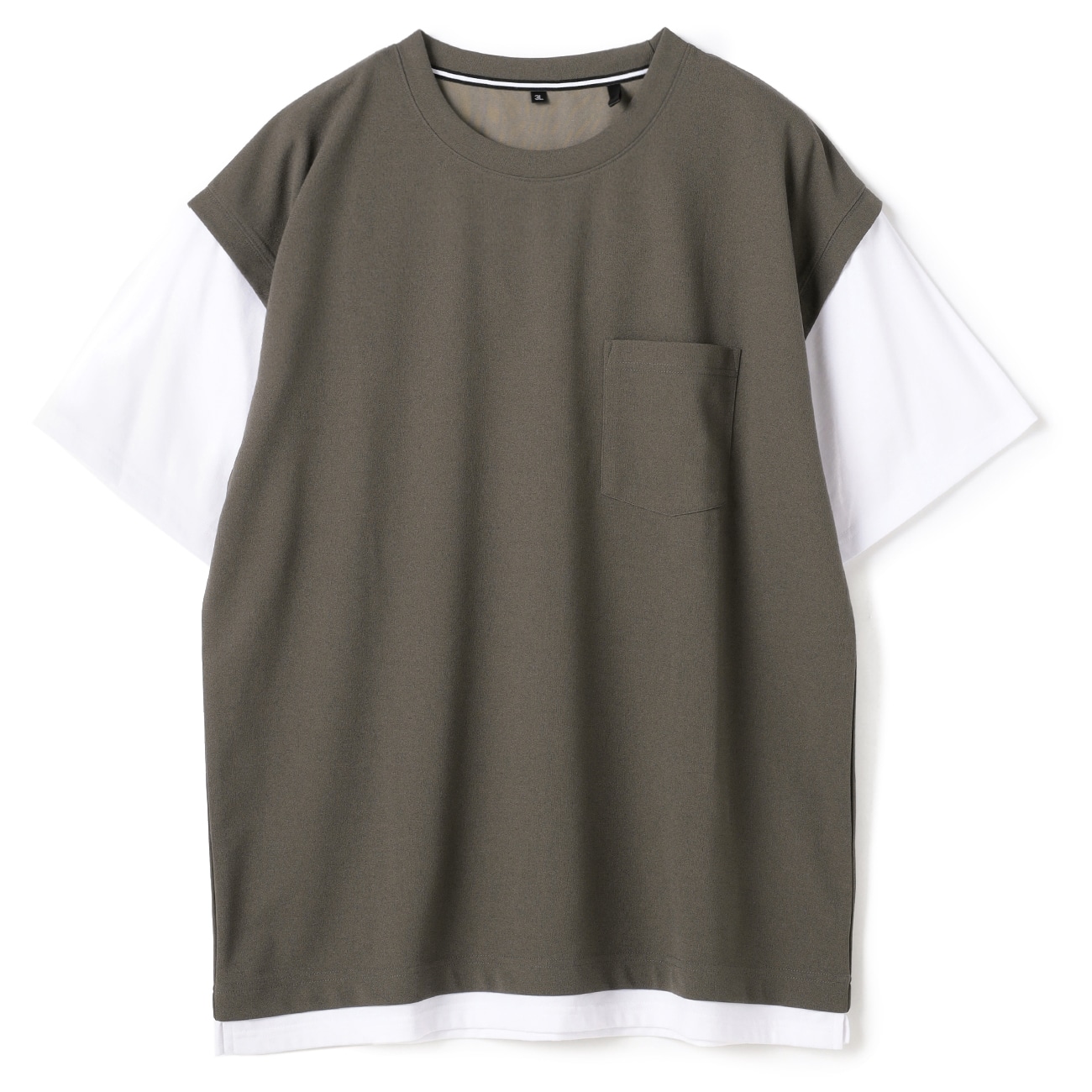 【SizeMAX】吸水速乾 ジョーゼットフェイクベストTシャツ