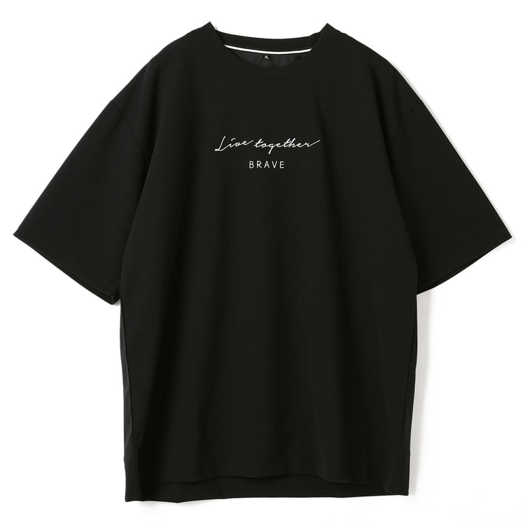 【SizeMAX】吸水速乾 五分袖 ジョーゼット刺繍Tシャツ
