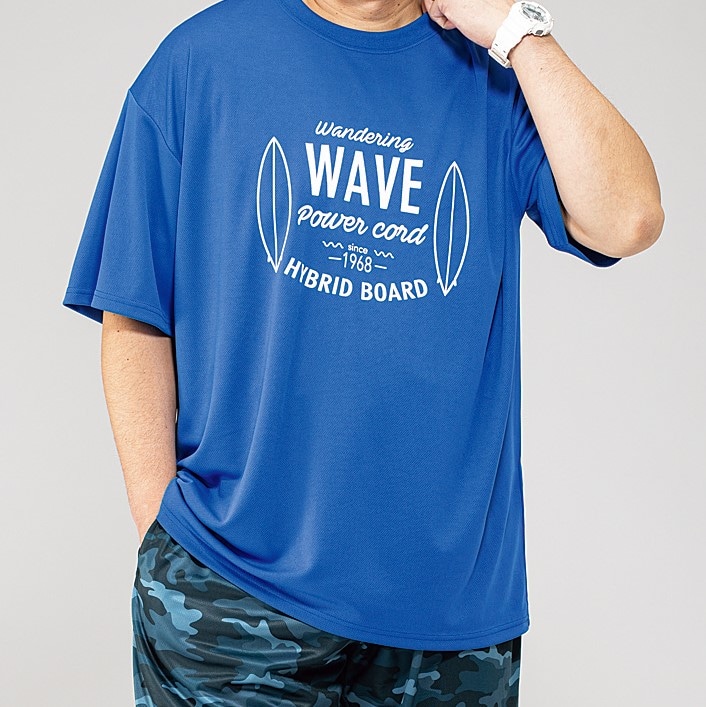 【SizeMAX】吸水速乾 ハニカムメッシュサーフ柄Tシャツ