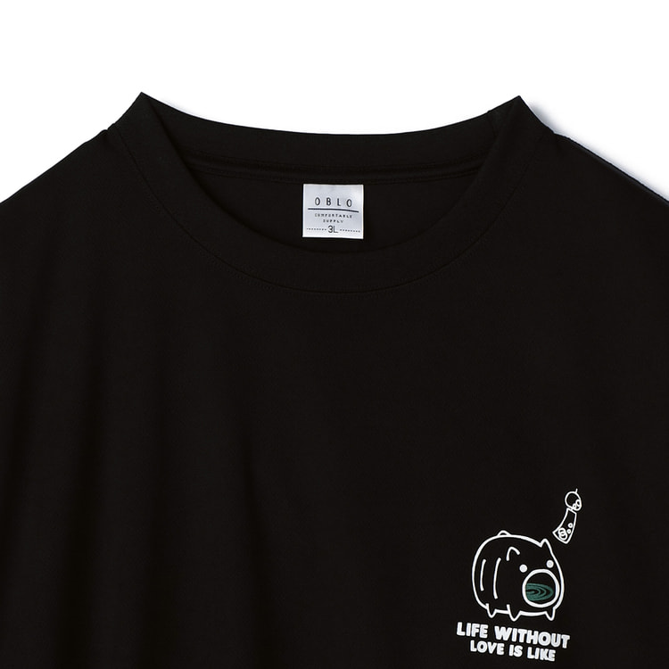 【SizeMAX】吸水速乾 ハニカムメッシュ蚊取り豚柄Tシャツ