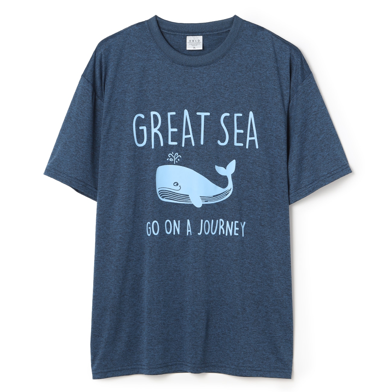 【SizeMAX】接触冷感 カチオン天竺クジラ柄Tシャツ