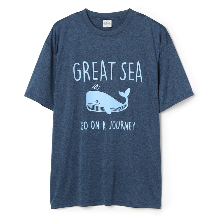 SizeMAX】接触冷感 カチオン天竺クジラ柄Tシャツ【AOKI公式通販】