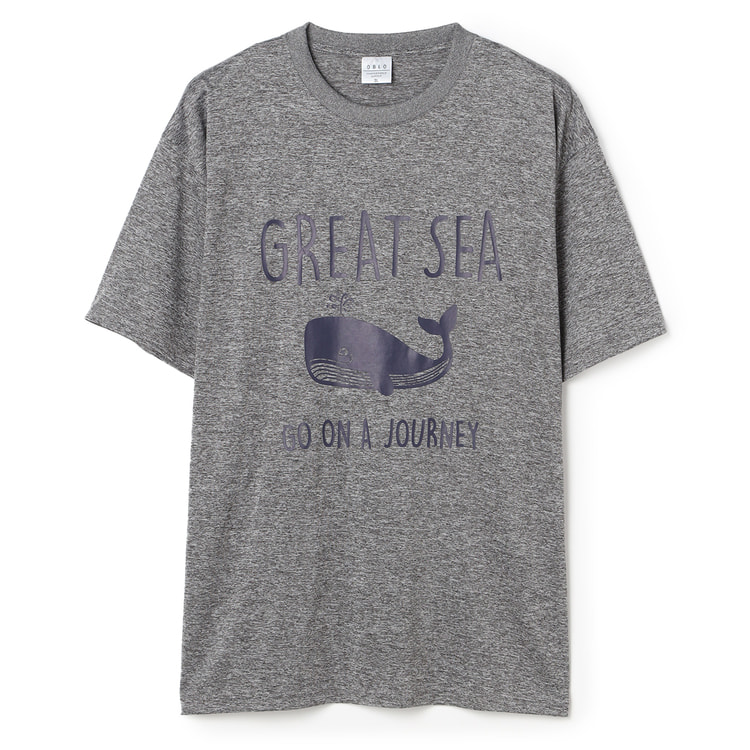 SizeMAX】接触冷感 カチオン天竺クジラ柄Tシャツ【AOKI公式通販】
