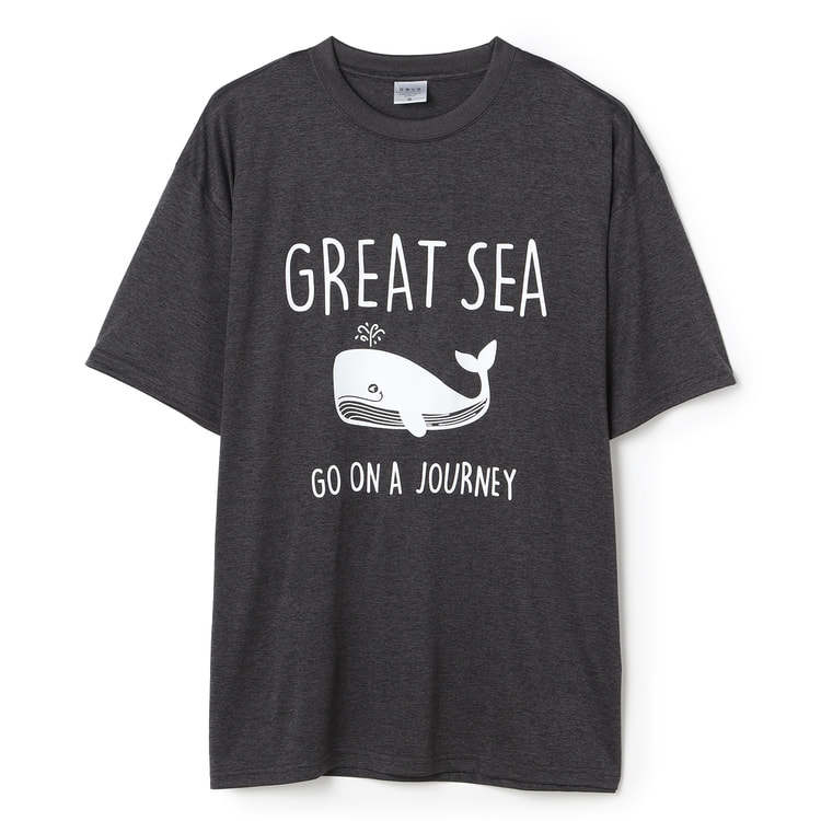 SizeMAX】接触冷感 カチオン天竺クジラ柄Tシャツ【AOKI公式通販】