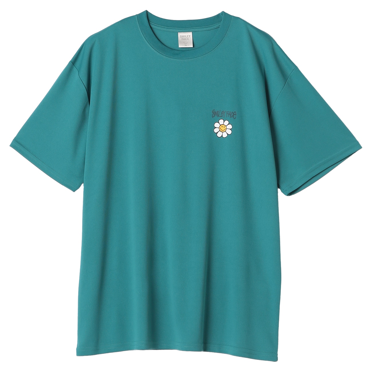 【SizeMAX】吸水速乾 ハニカムメッシュスマイル柄Tシャツ