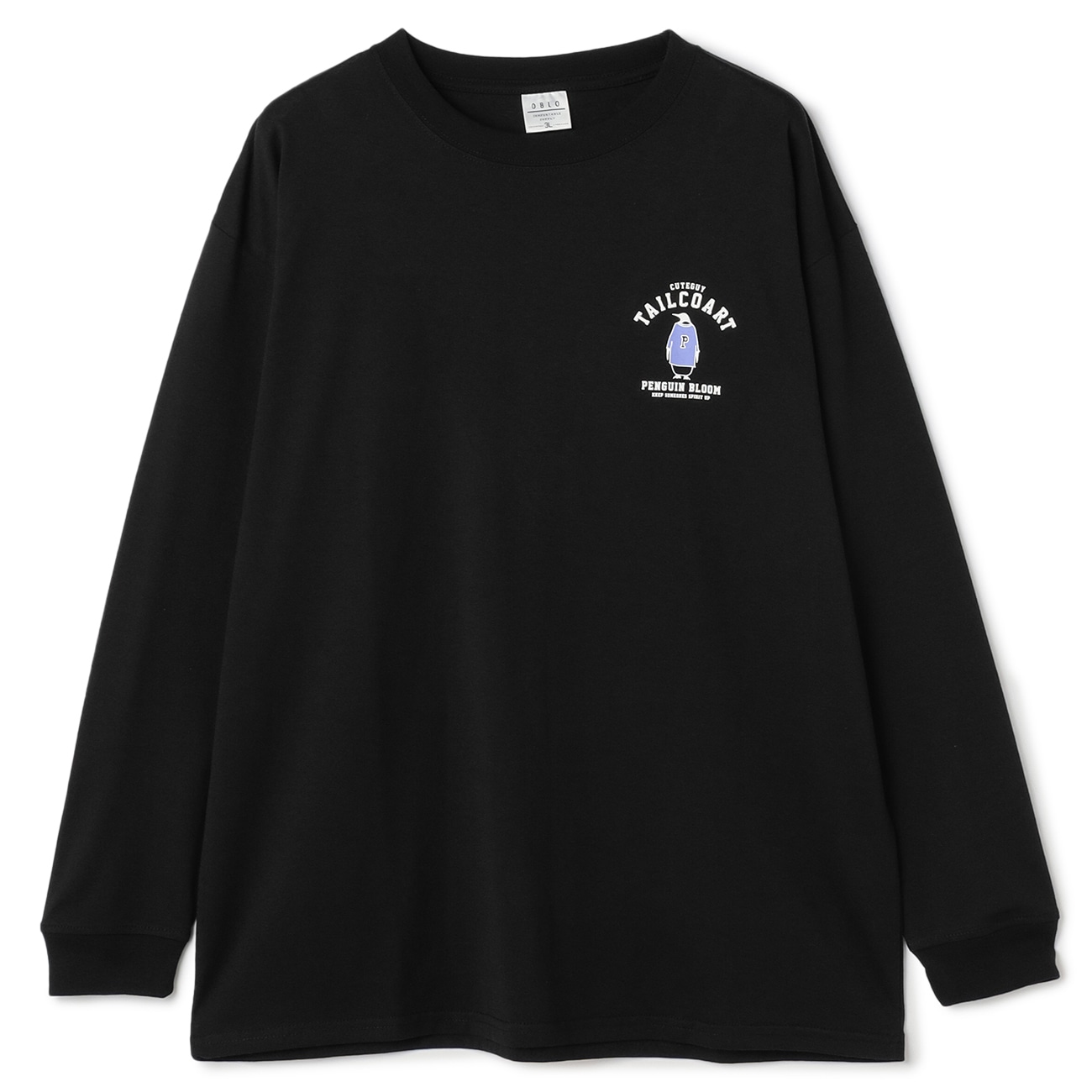 ペンギン柄胸プリントＴシャツペンギン柄がポップなプリントTシャツです。肌触りの良い生地を使用しており、季節を問わず快適にお召しいただけます。1枚でも、シャツやアウターのインナーとしても合わせやすいアイ