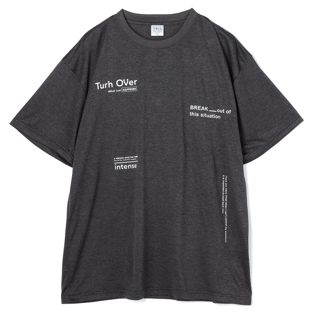 【SizeMAX】OBLO カチオン天竺 トビロゴ柄Tシャツ 【SizeMAX】OBLO カチオン天竺 トビロゴ柄Tシャツ