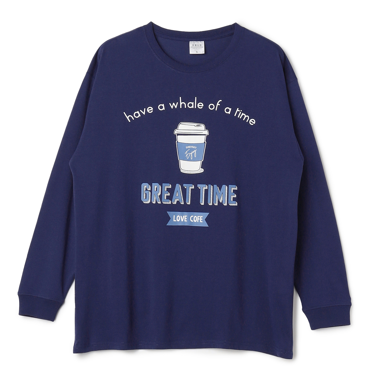 【SizeMAX】OBLO カフェ柄プリントTシャツ