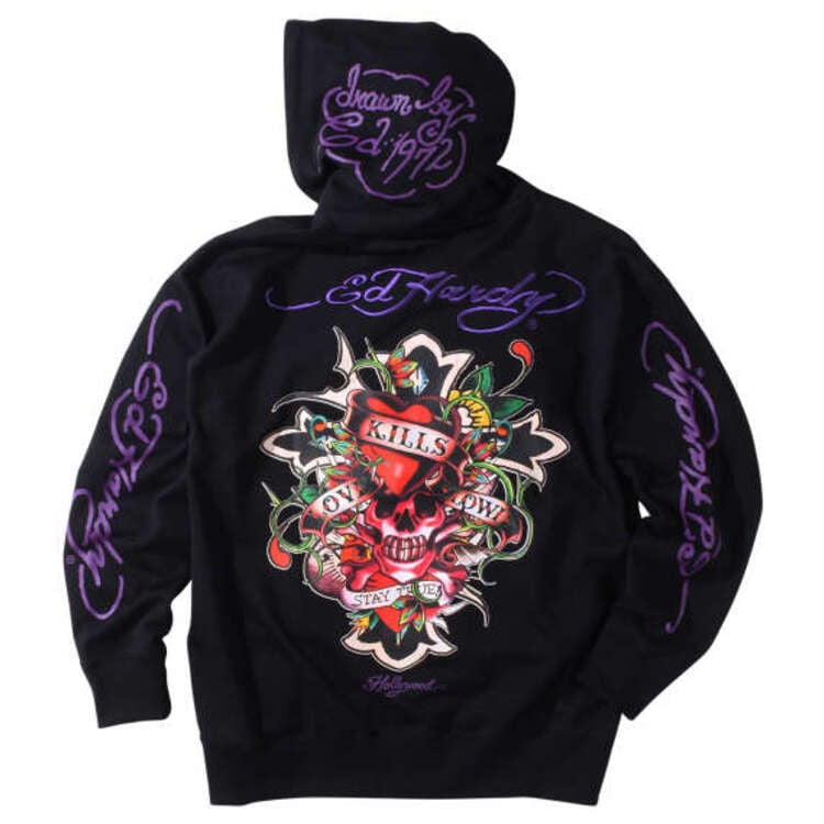 Ed Hardy 裏毛刺繍&プリントフルジップパーカー【AOKI公式通販】