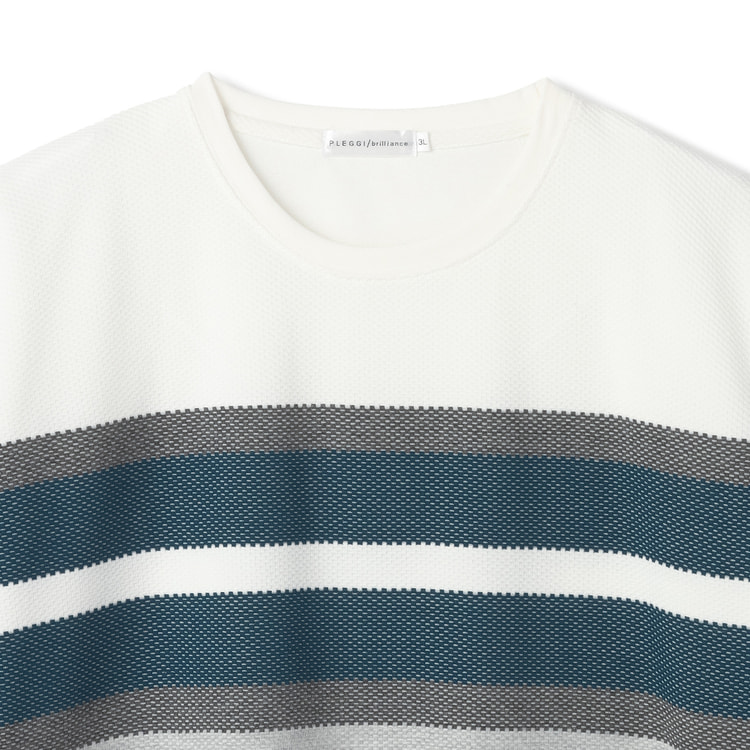 【SizeMAX】ポップコーンパネルボーダーTシャツ