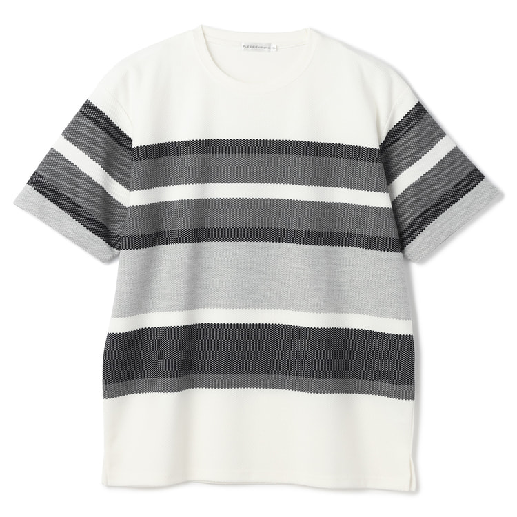 【SizeMAX】ポップコーンパネルボーダーTシャツ