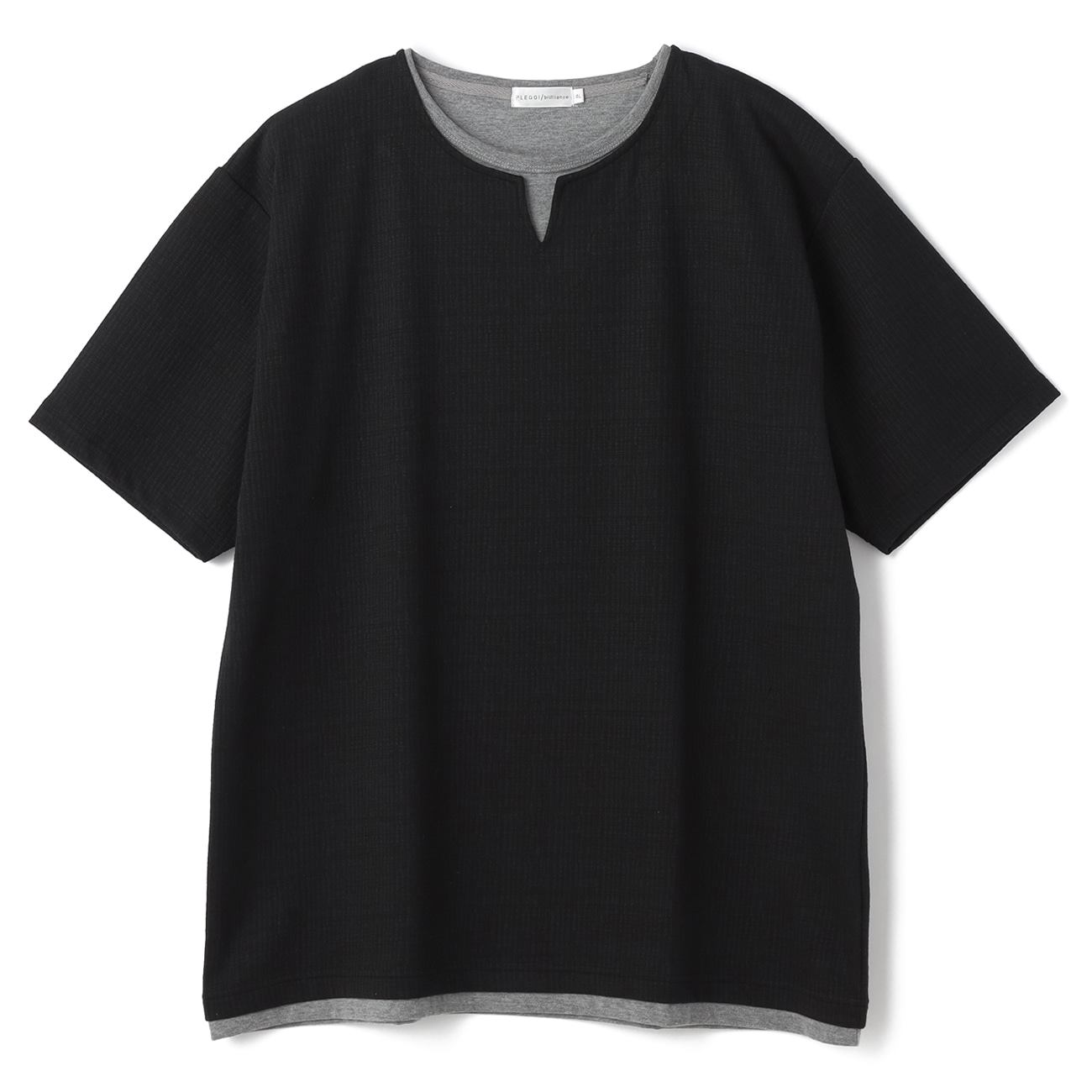 【SizeMAX】フェイクキーネックTシャツ