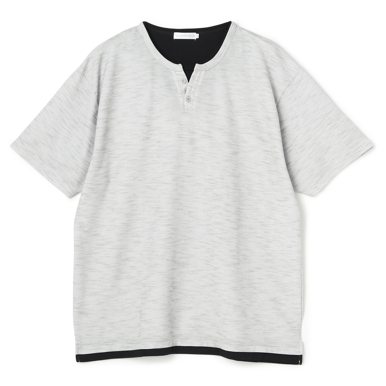 【SizeMAX】格子スラブフェイクヘンリーTシャツ