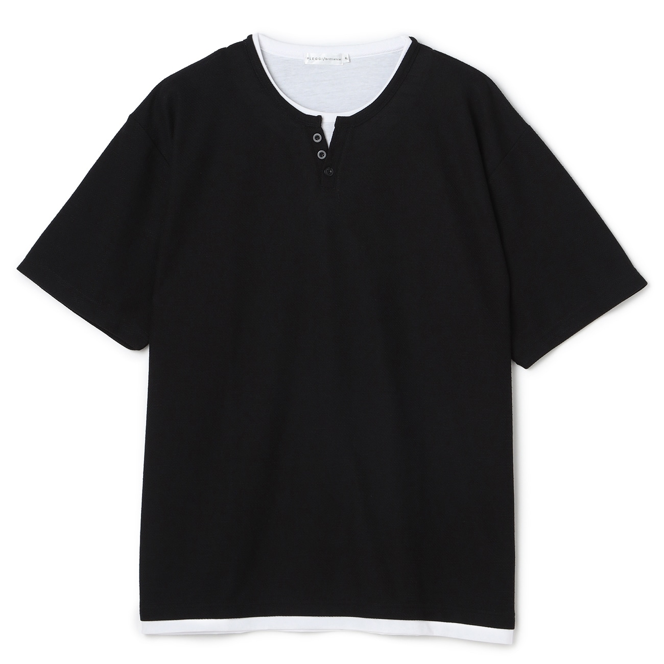 【SizeMAX】格子スラブフェイクヘンリーTシャツ