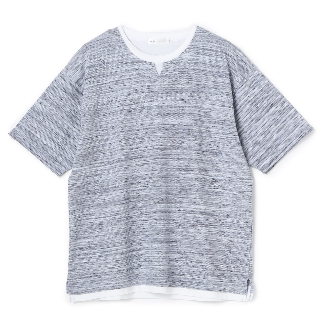 【SizeMAX】段染めフェイクキーネックTシャツ