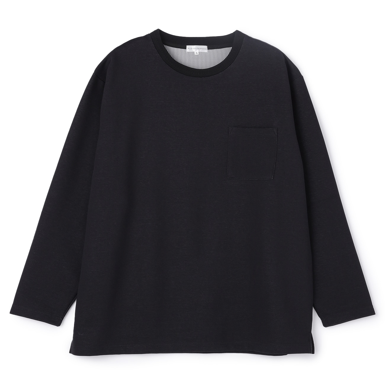 【SizeMAX】PLEGGI/brilliance 裏ストライプダンボールクルーネックTシャツ 【SizeMAX】PLEGGI/brilliance 裏ストライプダンボールクルーネックTシャツ