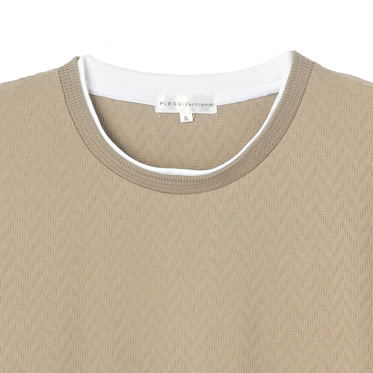 SizeMAX】PLEGGI ヘリンボーンクルーネックTシャツ【AOKI公式通販】