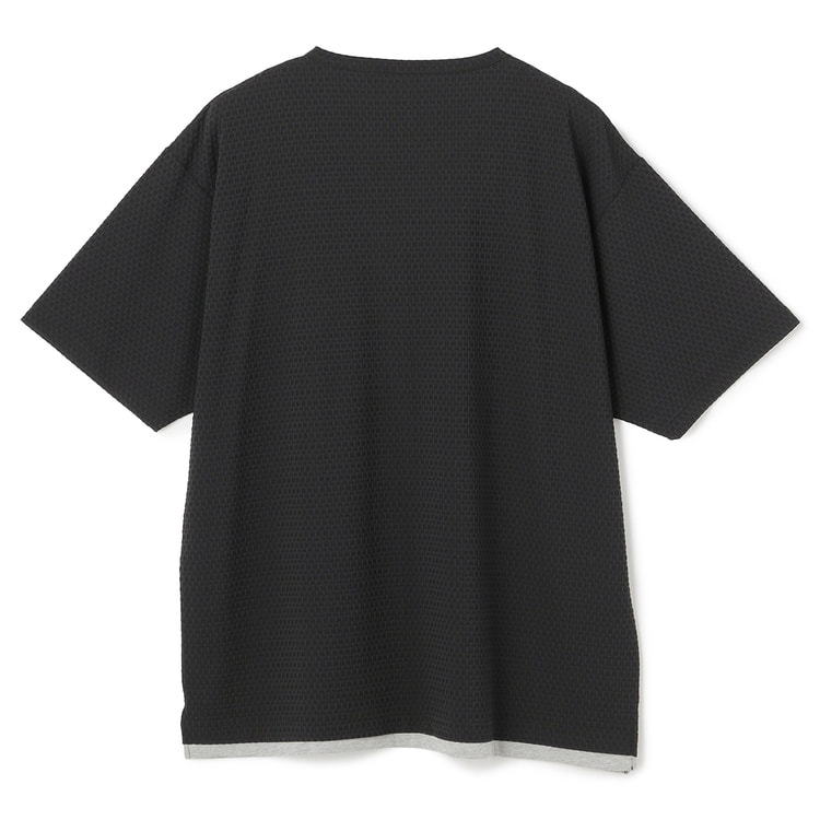 SizeMAX】PLEGGI 接触冷感ジャガードフェイクキーネックTシャツ【AOKI