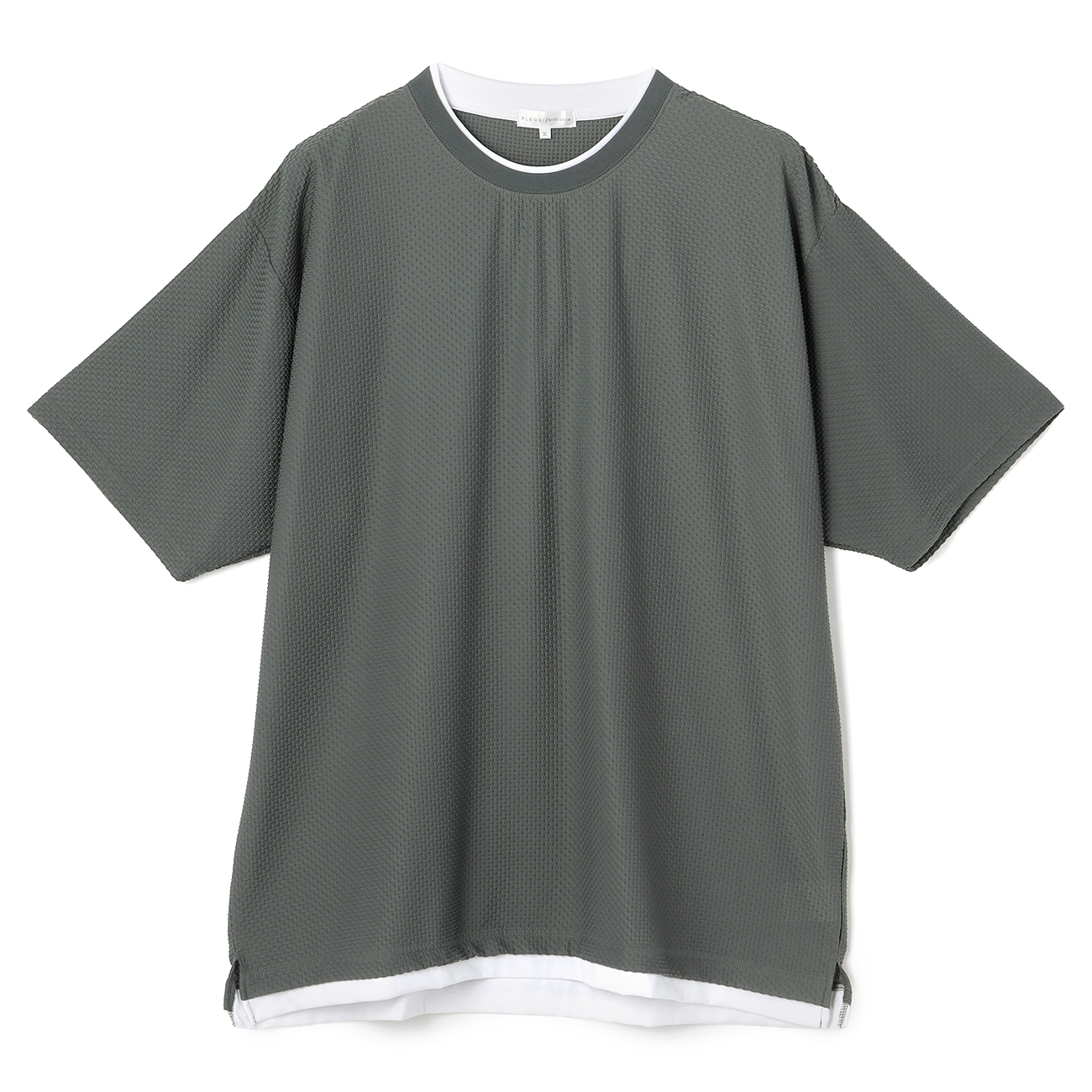 劇団Z systemの公演「HIDEKI」グレー Tシャツ Lサイズ SizeMAX】PLEGGI 接触冷感ジャガード2枚襟クルーネックTシャツ【AOKI