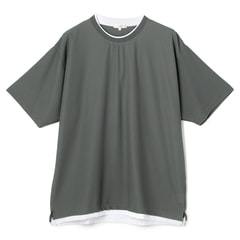 SizeMAX】PLEGGI 接触冷感ジャガード2枚襟クルーネックTシャツ【AOKI