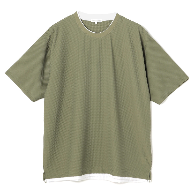 SizeMAX】PLEGGI 接触冷感ジャガード2枚襟クルーネックTシャツ【AOKI