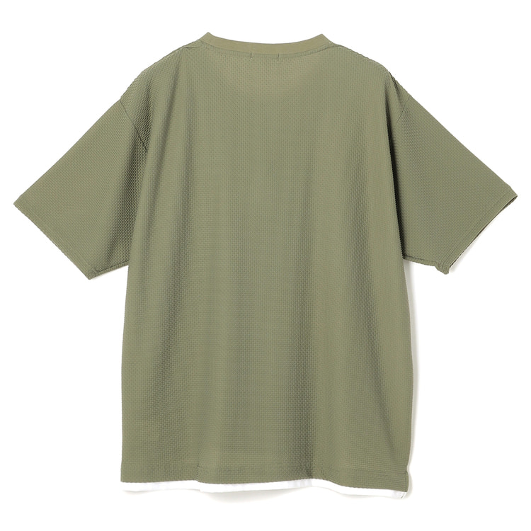 SizeMAX】PLEGGI 接触冷感ジャガード2枚襟クルーネックTシャツ【AOKI