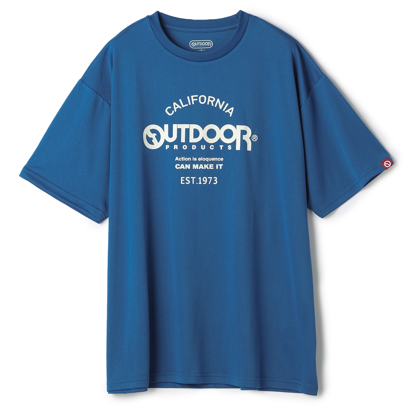 【SizeMAX】OUTDOOR PRODUCTS ドライメッシュ創立年プリントTシャツ 【SizeMAX】OUTDOOR PRODUCTS ドライメッシュ創立年プリントTシャツ