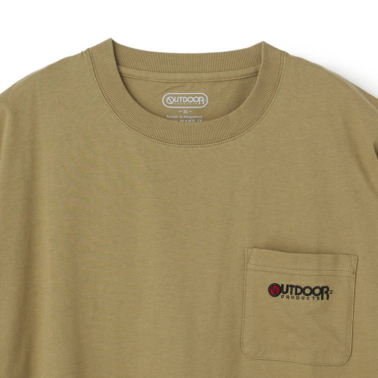 SizeMAX】OUTDOOR PRODUCTS 天竺胸刺繍ポケット付Tシャ【AOKI公式通販】