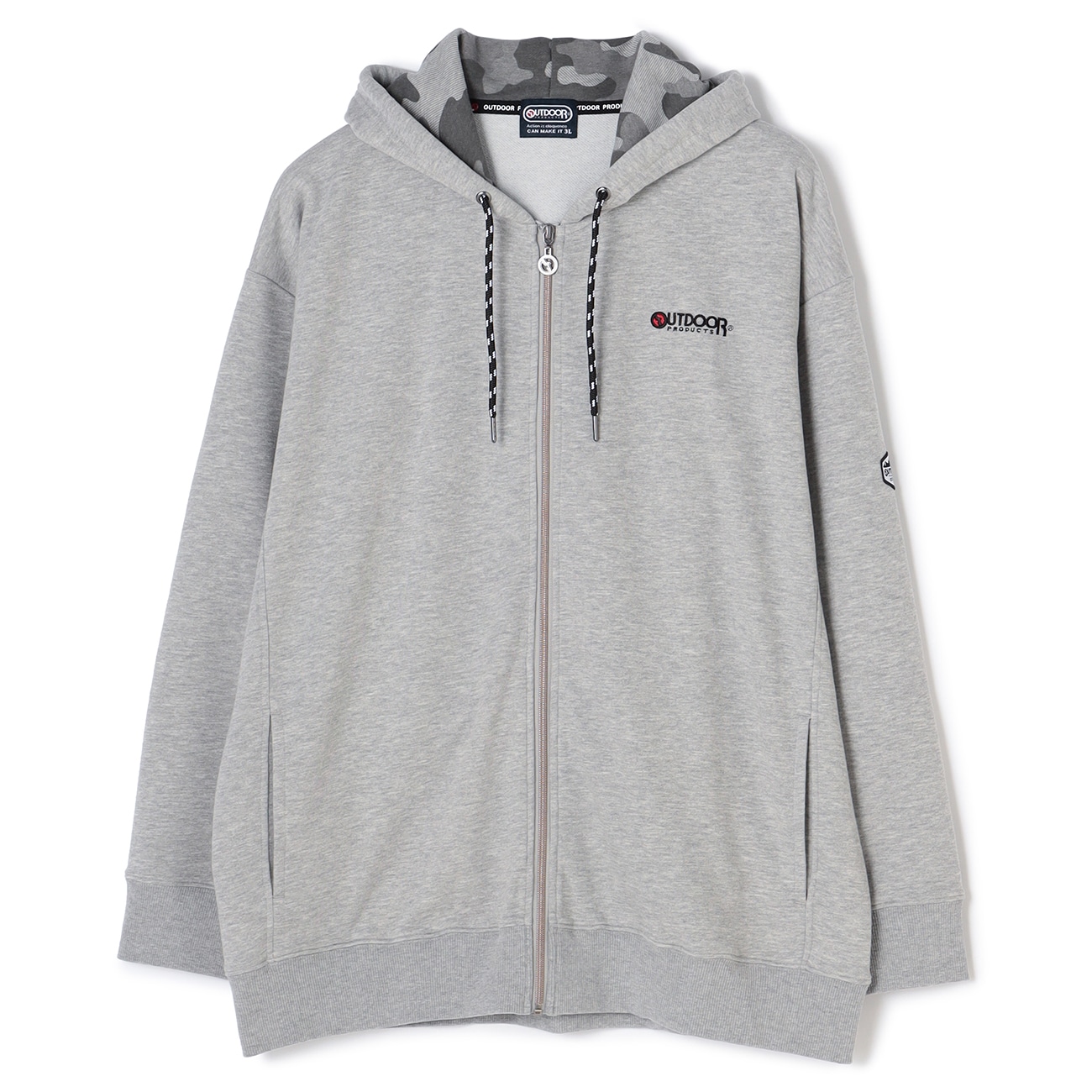 SizeMAX】OUTDOOR PRODUCTS 裏毛フードプリントジップパー【AOKI