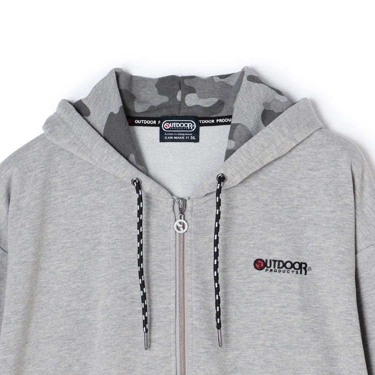 SizeMAX】OUTDOOR PRODUCTS 裏毛フードプリントジップパー【AOKI