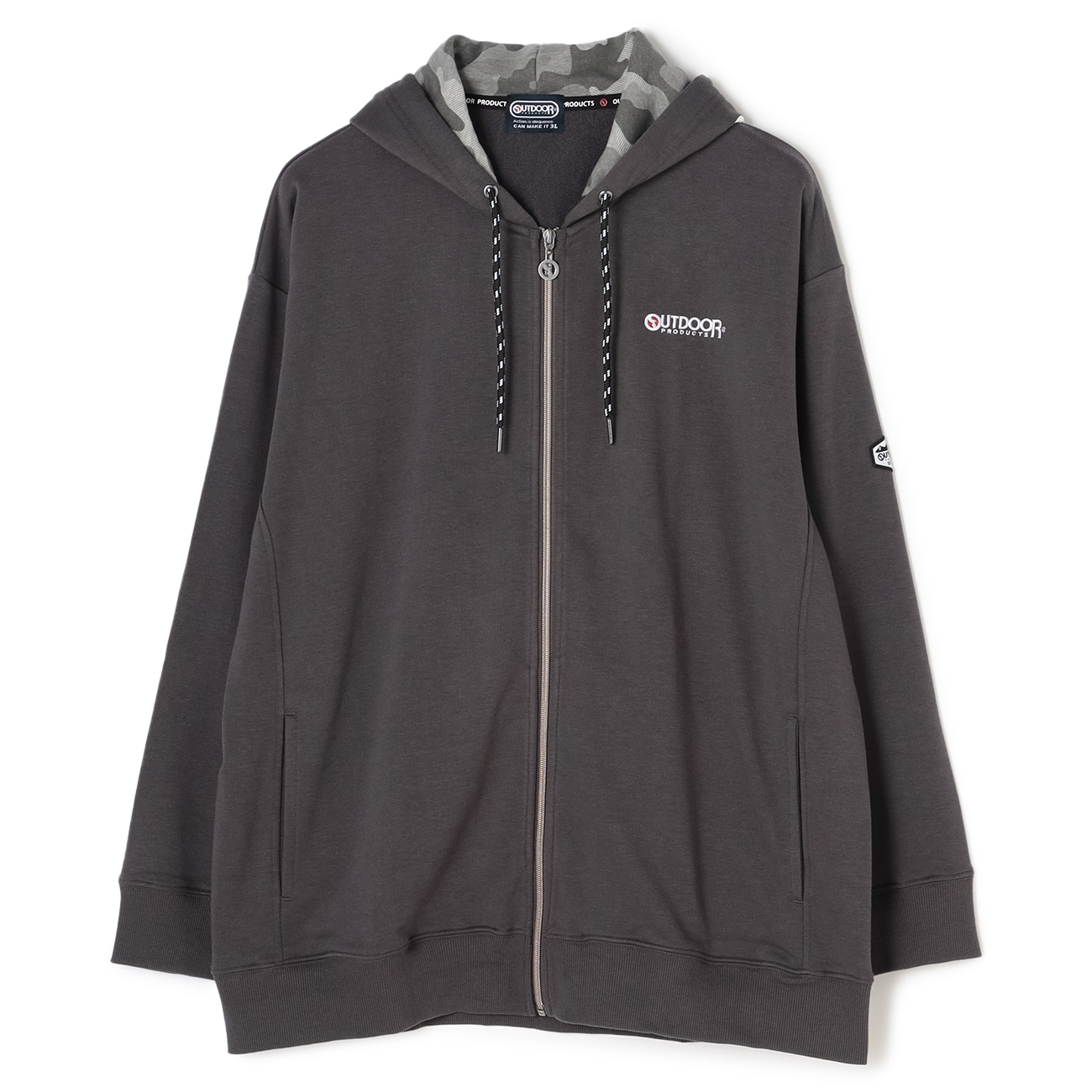 【SizeMAX】OUTDOOR PRODUCTS 裏毛フードプリントジップパーカー