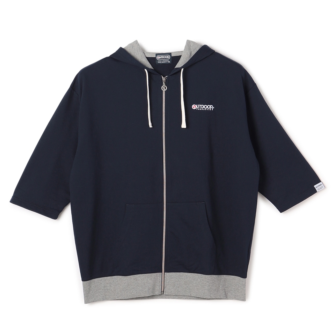 【SizeMAX】OUTDOOR インレイ裏毛プリント七分袖パーカー