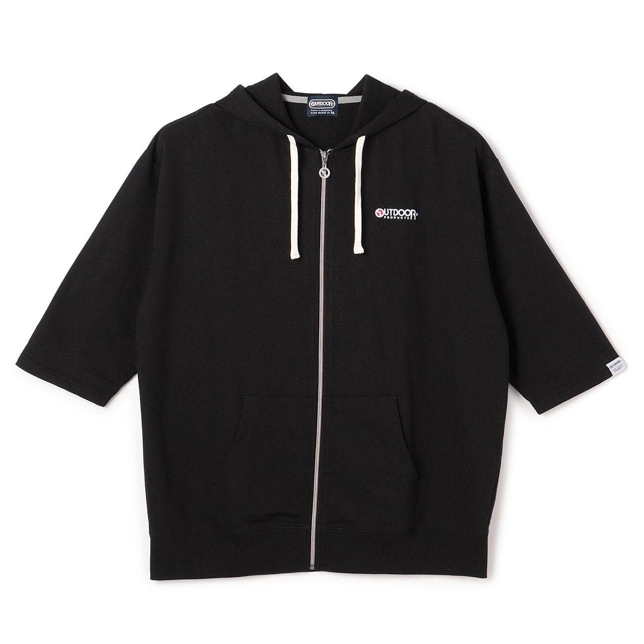 【SizeMAX】OUTDOOR インレイ裏毛プリント七分袖パーカー