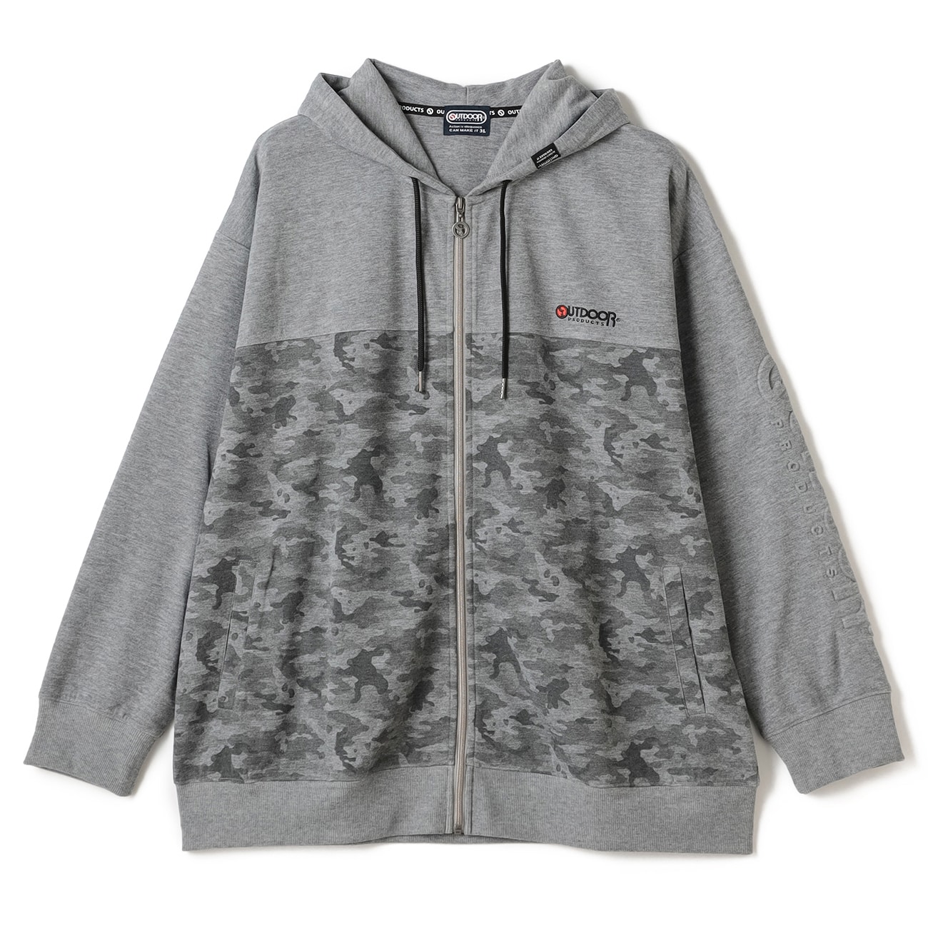 【SizeMAX】OUTDOOR PRODUCTS ダンボール胸切替ジップパーカー 【SizeMAX】OUTDOOR PRODUCTS ダンボール胸切替ジップパーカー