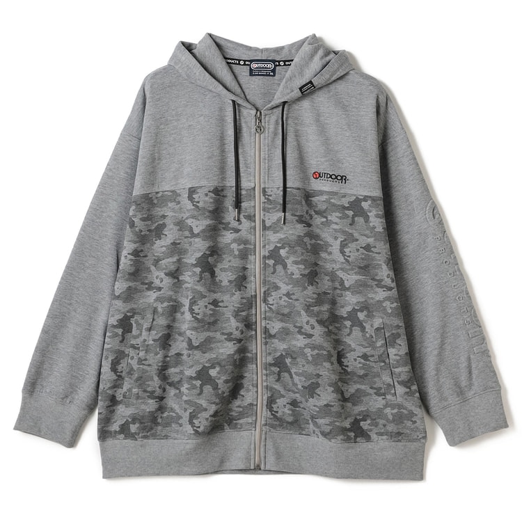 SizeMAX】OUTDOOR PRODUCTS ダンボール胸切替ジップパーカ【AOKI