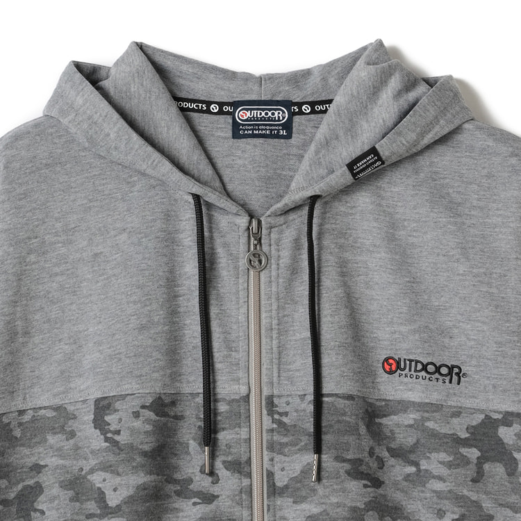 SizeMAX】OUTDOOR PRODUCTS ダンボール胸切替ジップパーカ【AOKI