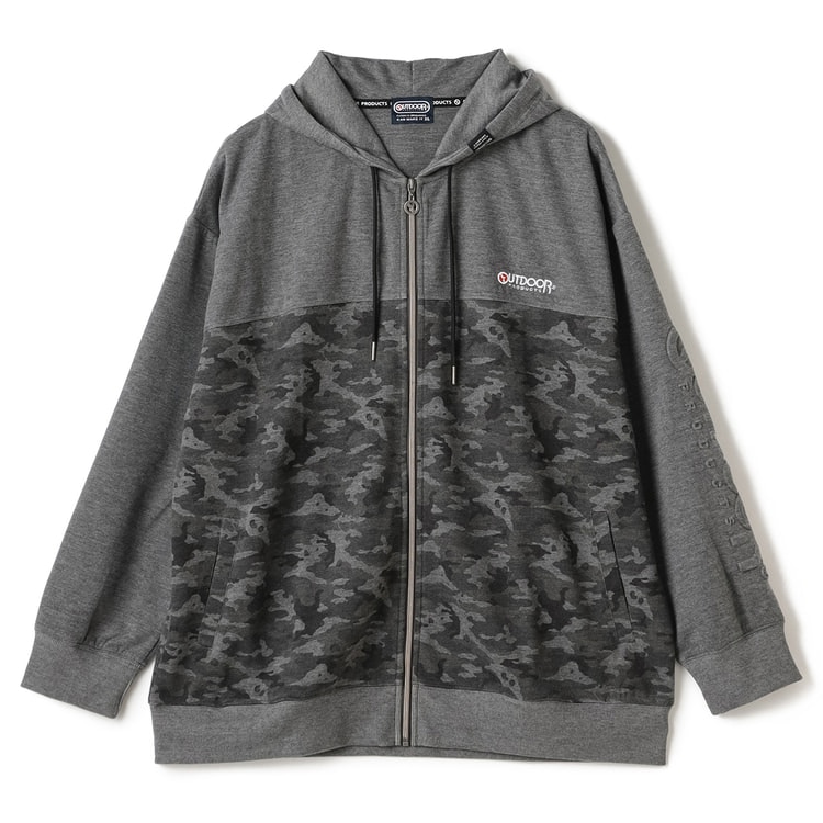 SizeMAX】OUTDOOR PRODUCTS ダンボール胸切替ジップパーカ【AOKI