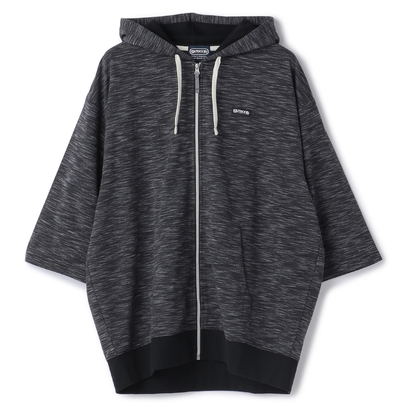 【SizeMAX】OUTDOOR PRODUCTS インレイ裏毛7分袖ジップパーカー 【SizeMAX】OUTDOOR PRODUCTS インレイ裏毛7分袖ジップパーカー