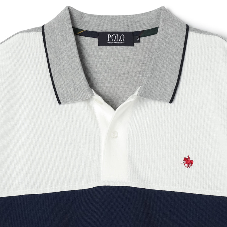 SizeMAX】POLO BCS 鹿の子 切替 ワンポイント刺繍半袖ポロシャツ【AOKI