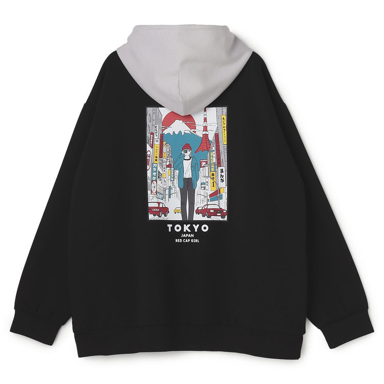 新品未使用　MOA CON JAPAN フーディー Mサイズ SizeMAX】Red Cap Girl ダンボールバックプリントフーディー【AOKI公式