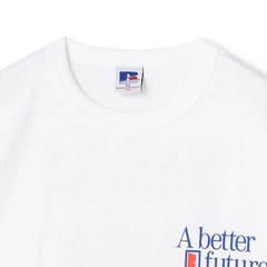 【SizeMAX×RUSSELL ATHLETIC】別注 企業ロゴ風プリントTシャツ