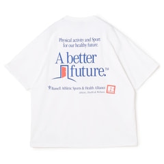 【SizeMAX×RUSSELL ATHLETIC】別注 企業ロゴ風プリントTシャツ