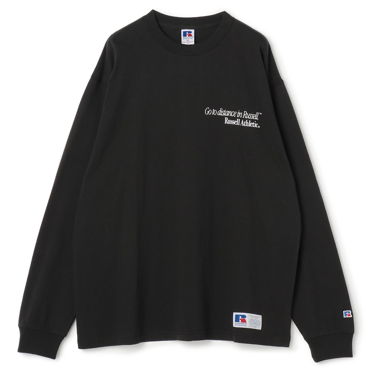 【SizeMAX×RUSSELL ATHLETIC】別注 企業ロゴ風プリントロングスリーブTシャツ